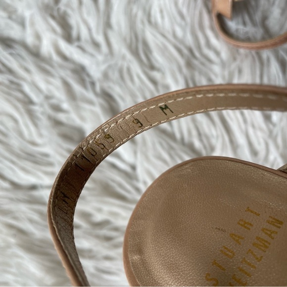 Stuart Weitzman Nexus Open Toe Patent Leather Nude Platform Heeled Sandals Sz 9 - Picture 8 of 10